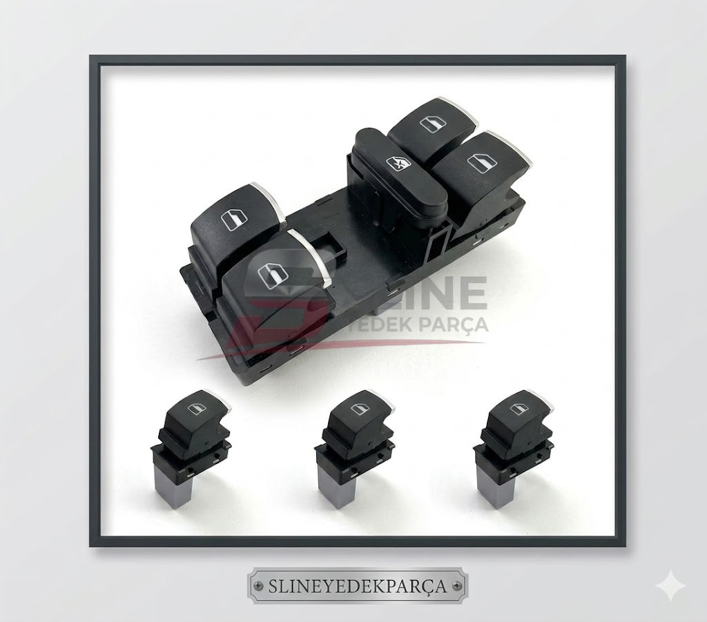 Jetta 2006-2011 Cam Açma Düğme Takımı Kromlu - 5K4959857 - 5K4959--